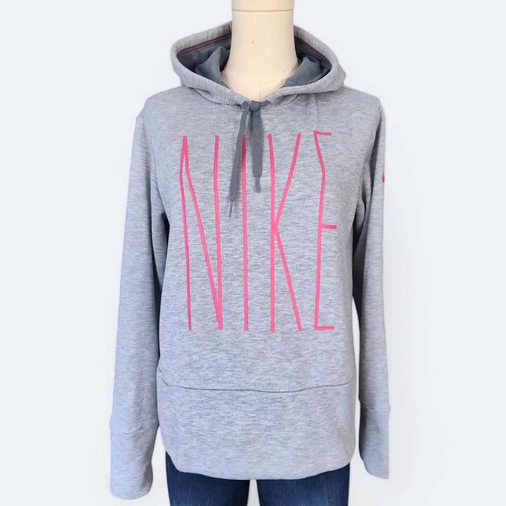 NIKE Fri Fit Grey and Pink Logo Hoodie Womens Size Small